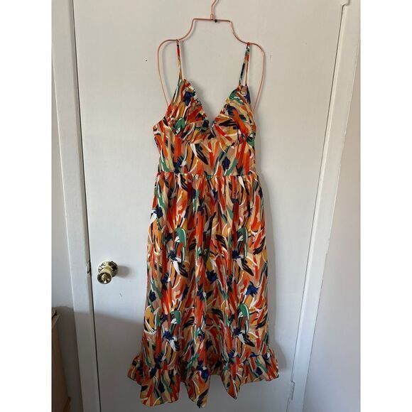 Commense Boho Chic Vibrant Floral‎ Print Midi Dress Cami Summer Midi Sundress S - Picture 9 of 11